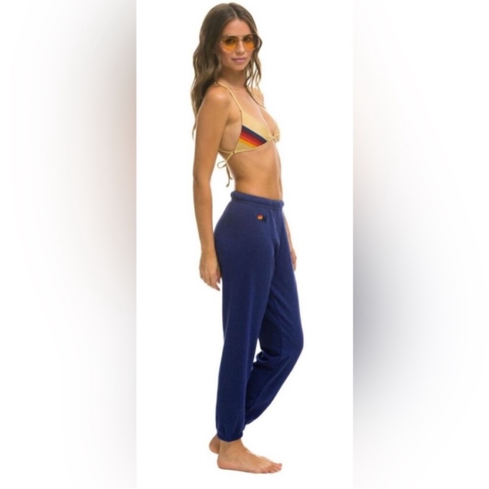 Aviator Nation White Lightning BOLT Sweatpants Navy Blue Small - Picture 13 of 14
